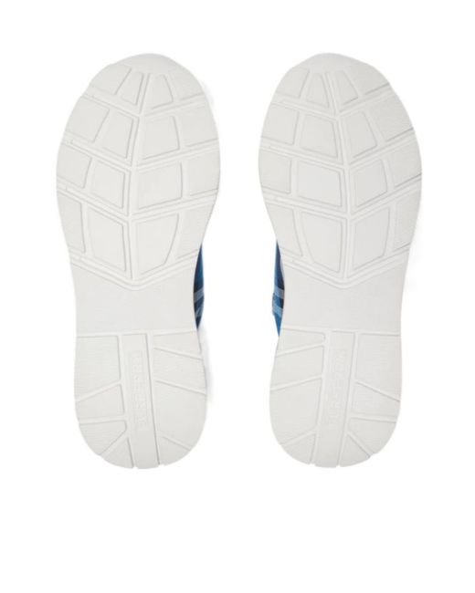 Burberry Blue Checked Lace-Up Sneakers for men