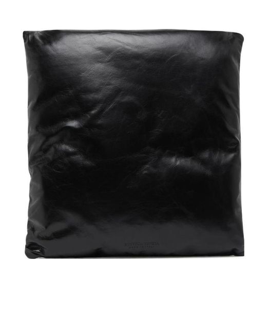 Bottega Veneta Black Logo Square Clutch