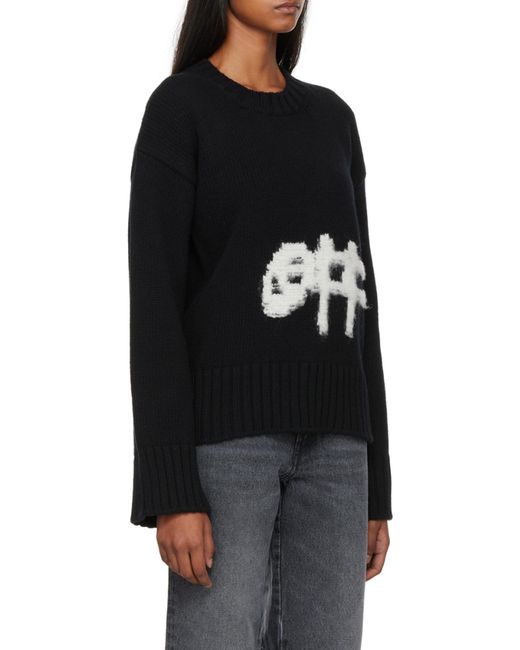 Off-White c/o Virgil Abloh Black Logo-Intarsia Knit Jumper