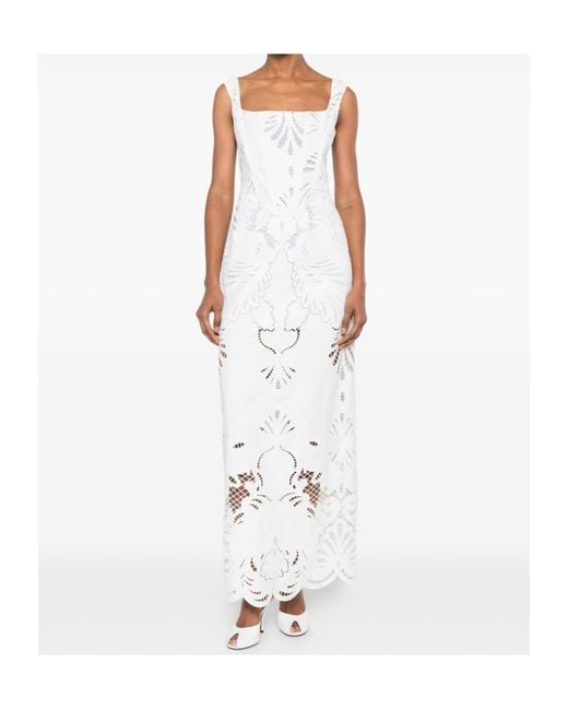 GIUSEPPE DI MORABITO White Broderie-Anglaise Scalloped Maxi Dress