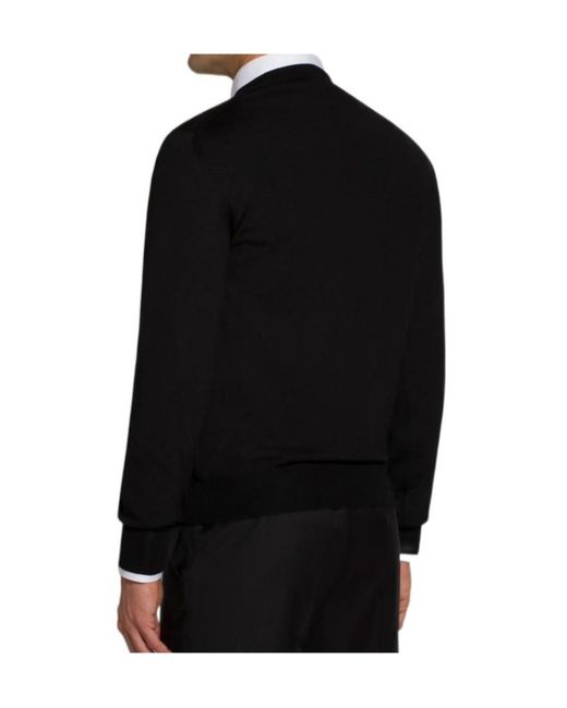 Brioni Black Long-Sleeve V-Neck Sweater for men