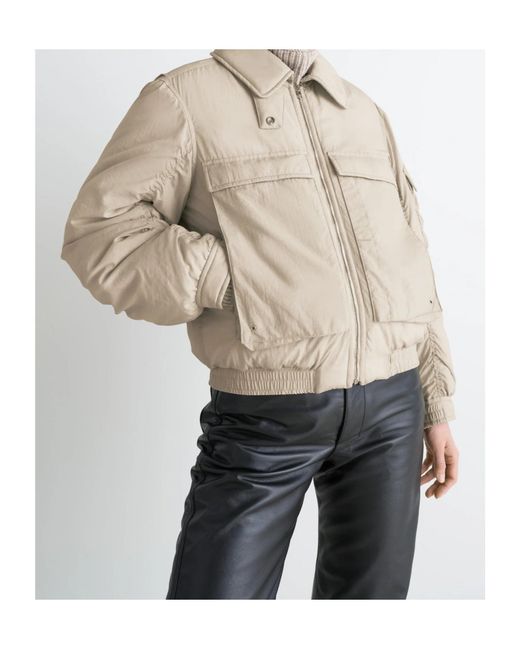 Lemaire Natural Detachable-Collar Zip-Up Puffer Jacket