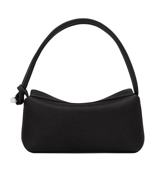 Longchamp Black Textured Leather Shoulder Bag