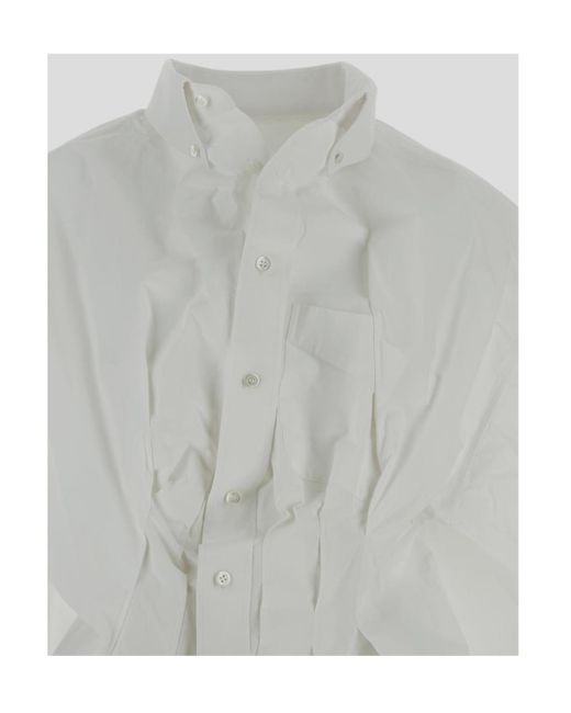 Maison Margiela Gray Runched Collared Short-Sleeve Shirt
