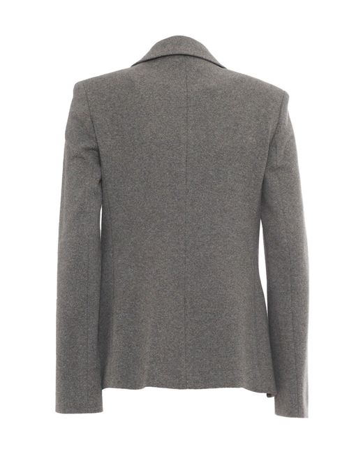 Weekend by Maxmara Gray Double-Breasted Checked Jacket
