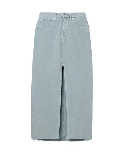 SLVRLAKE Denim Blue Frayed Denim Maxi Skirt