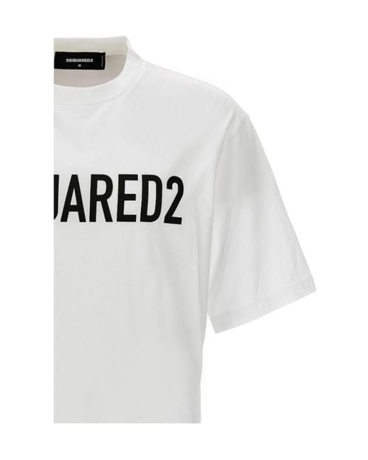 DSquared² White Logo-Printed Crewneck T-Shirt for men