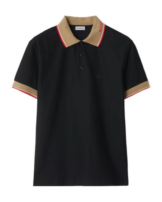 Burberry Black Cotton Polo Shirt for men