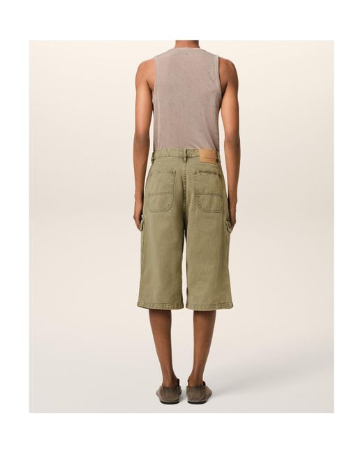 AMI Green Ami Wide Leg Cargo Bermuda Shorts for men