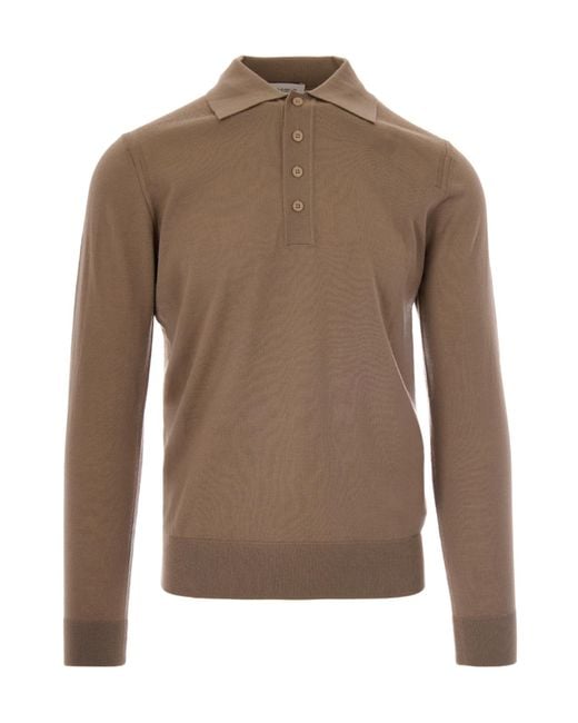 Paolo Pecora Brown Long-Sleeve Polo Shirt for men