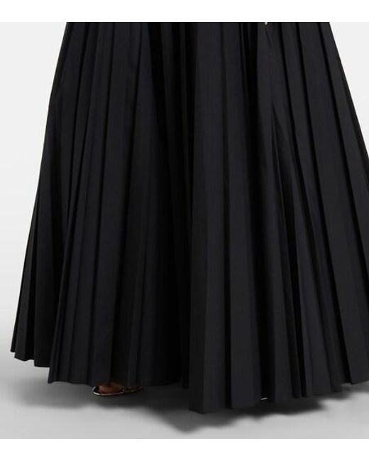 Giambattista Valli Black Ruched Pleated Cotton Gown