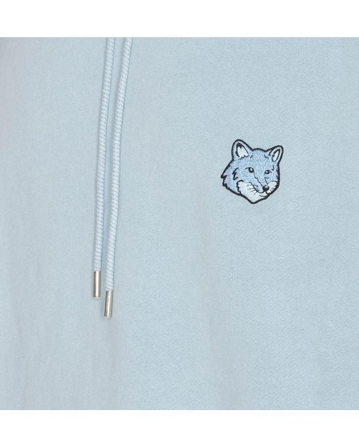 Maison Kitsuné Blue Bold Fox Head Patch Drawstring Hoodie for men