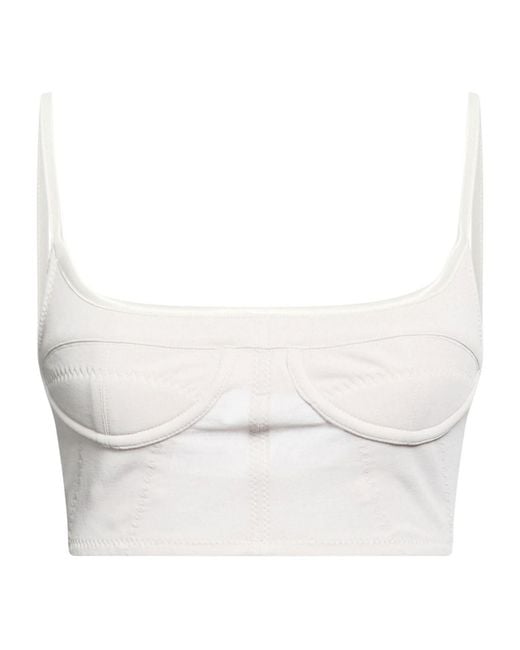 Jacquemus White Solid-Colored Sleeveless Cropped Top