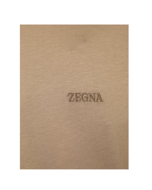 Zegna Natural Logo Embroidered Crewneck T-Shirt for men