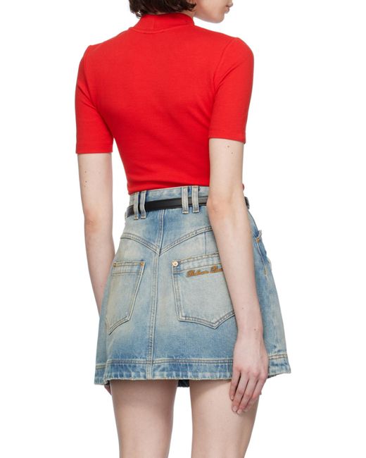 Balmain Red Signature Coin-Buttons T-Shirt