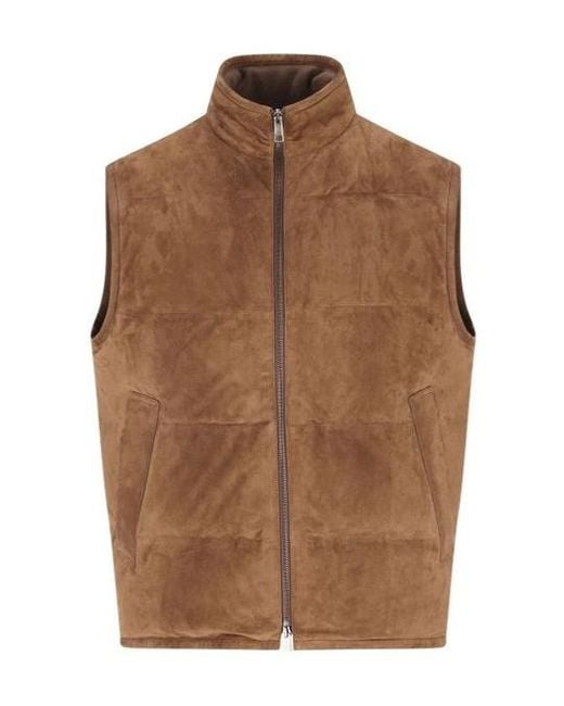 Zegna Brown Zipped Jacket for men