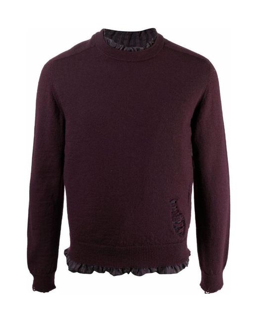 Maison Margiela Purple Ripped Detail Knit Jumper for men