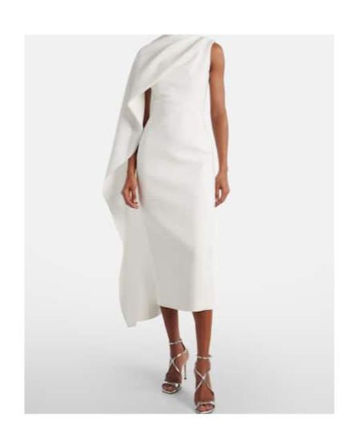Roksanda White Bridal Edith Draped Crêpe Midi Dress