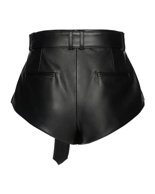 Magda Butrym Black Belted Leather Shorts