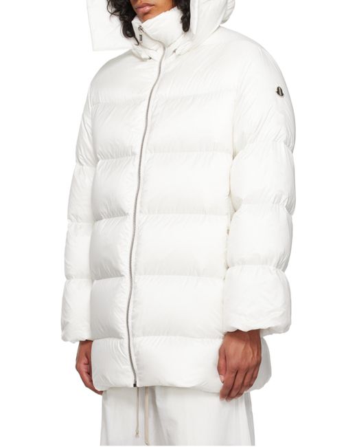 Moncler White Moncler Rick Owens Hooded Cyclopic Coat