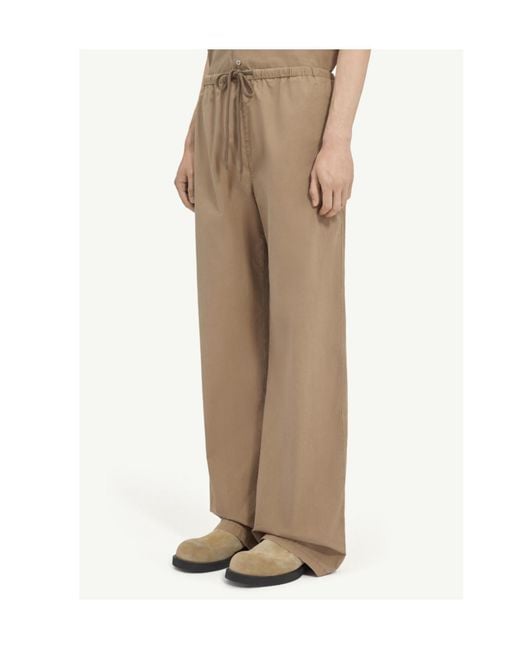 MM6 by Maison Margiela Natural Drawstring Washed Cotton Trousers for men