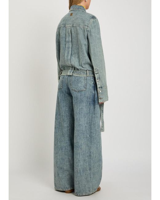 Loewe Blue Draped Belted Denim Shirt