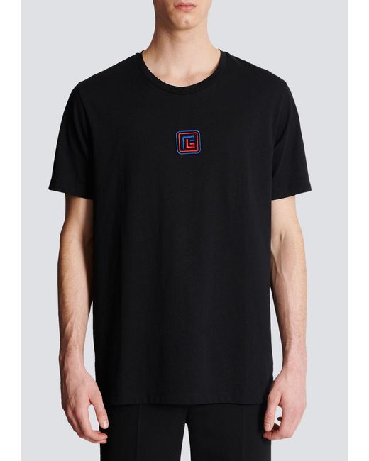 Balmain Black Pb Embroidered T-Shirt for men
