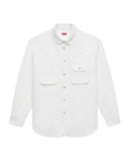 KENZO White Workwear Overshirt for men