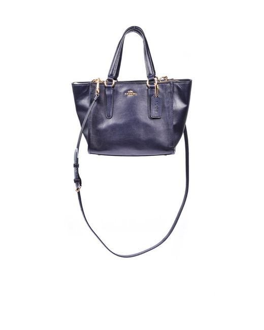 COACH Blue Logo Zipper Satchel