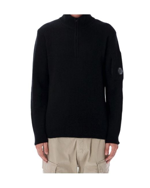 C P Company Black Lens Detail Zip Jumper for men