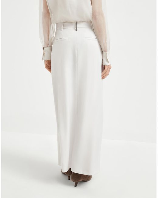 Brunello Cucinelli White Curved Sartorial Skirt