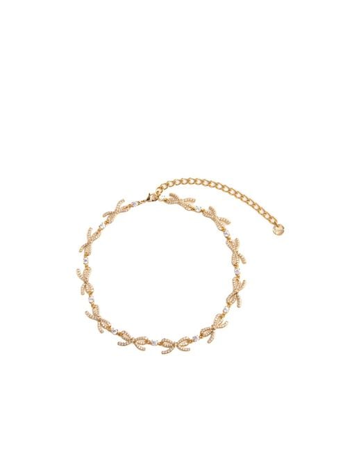Self-Portrait Metallic Embellished Bow Necklace