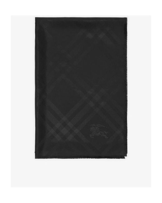 Burberry Black Checked Silk Scarf for men
