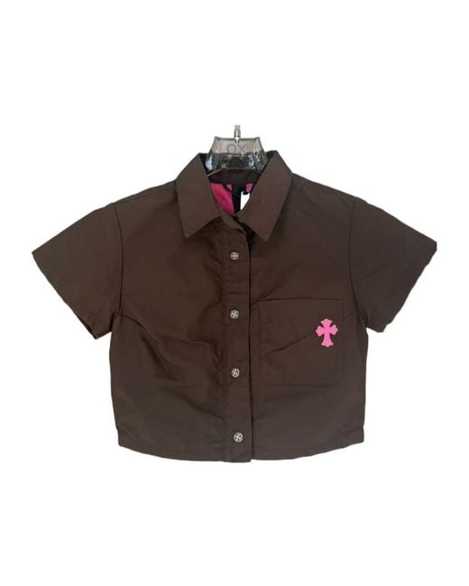 Chrome Hearts Short Sleeve Shirt in Brown | Lyst Chrome Hearts Short Sleeve Shirt in Brown | Lyst
