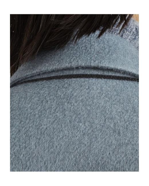 Brunello Cucinelli Blue Cashmere Midi Coat