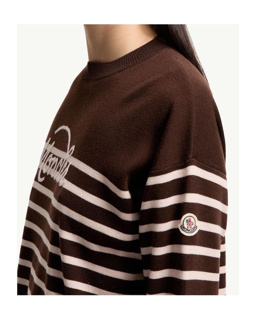 Moncler Brown Striped Crewneck Jumper