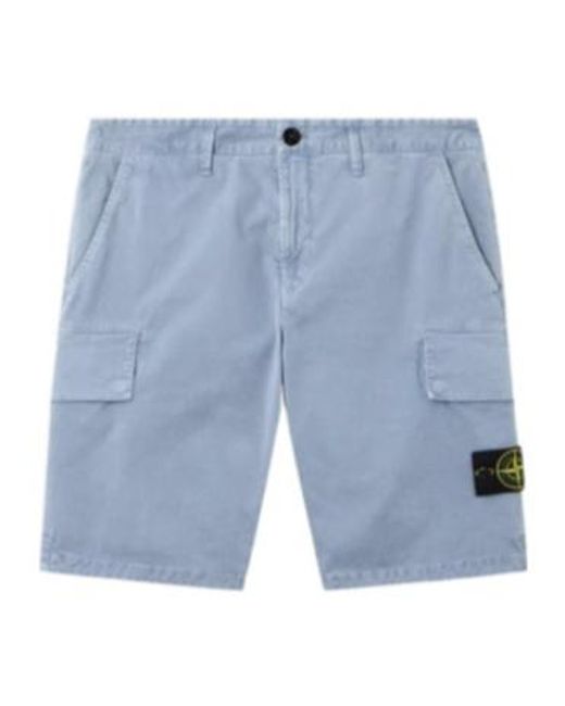 Stone Island Blue Cargo Pocket Shorts for men