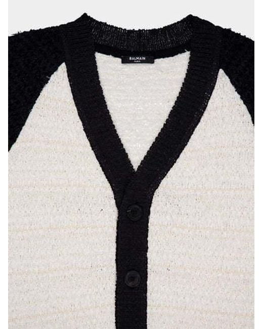 Balmain Black Two-Toned Tweed Cardigan for men
