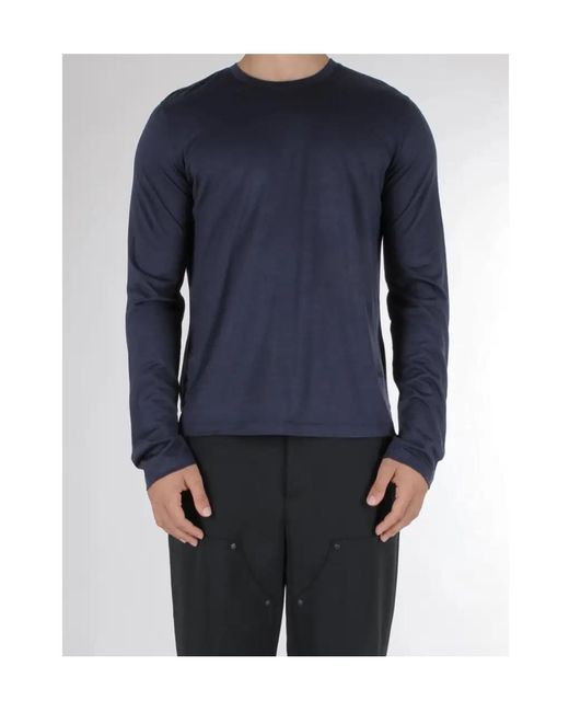 Herno Blue Long-Sleeve Wool T-Shirt for men