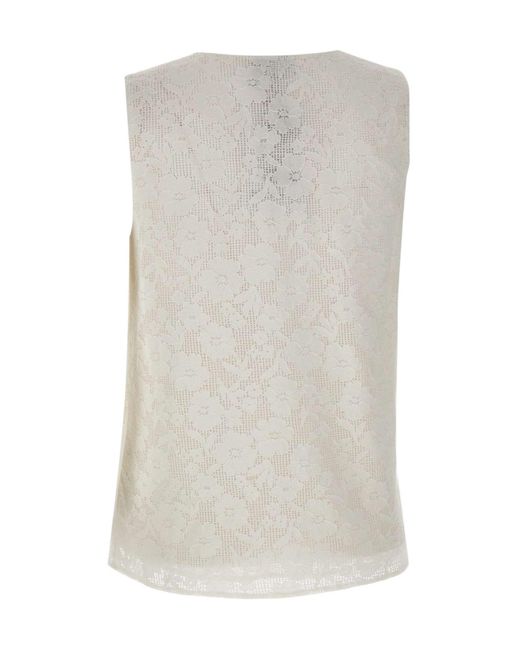 Marella White Cantico Floral Lace Sleeveless Top