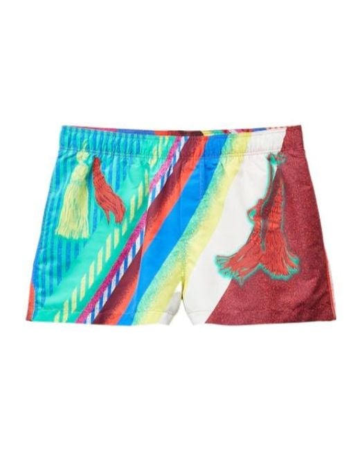 Versace Blue Printed Swim Shorts for men