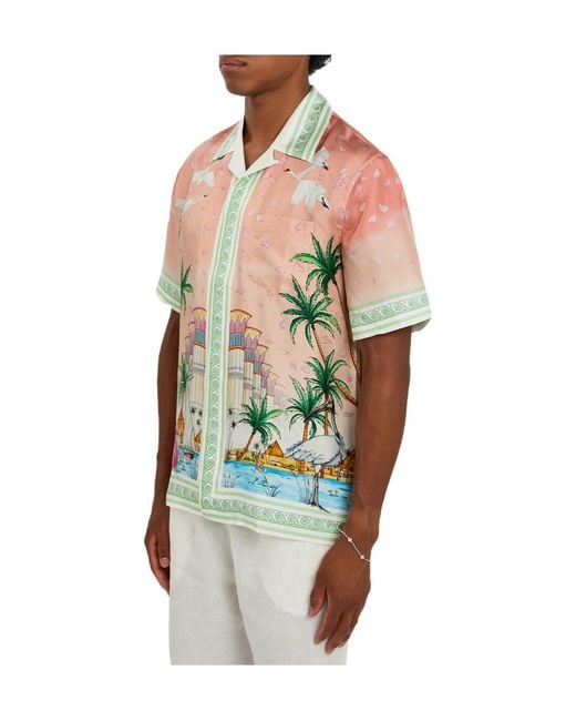 Casablanca Multicolor Radiating Logo-Monogram Silk Shirt for men
