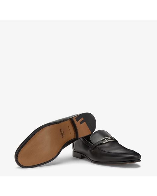 Fendi Black O'Lock Slip-On Loafers for men