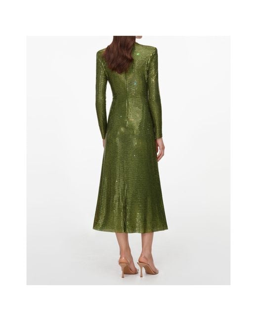 Self-Portrait Green Wrap Midi Dress