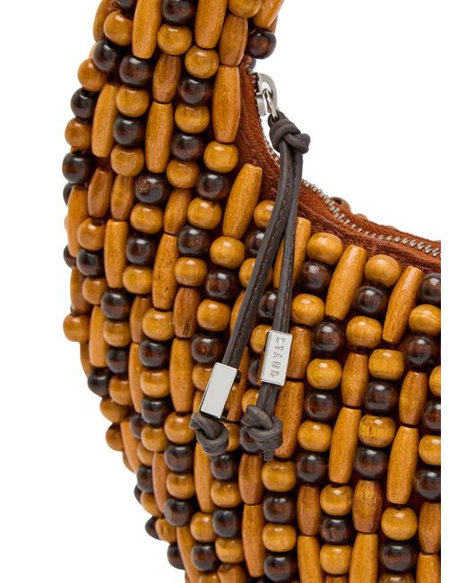 Staud Brown Reef Beaded Top Handle Bag
