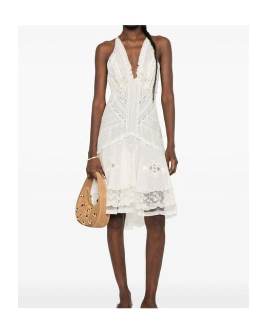 Ermanno Scervino White Lace-Detail Mini Dress