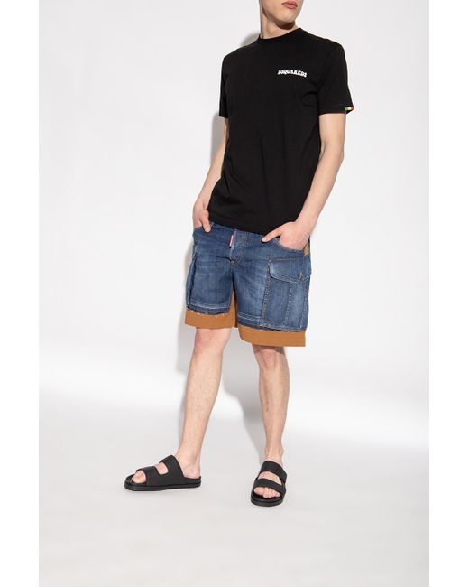 DSquared² Black Logo Printed Open Toe Sandals for men
