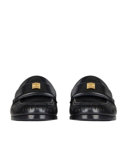 Givenchy Black 4G Logo Plaque Round-Toe Loafers
