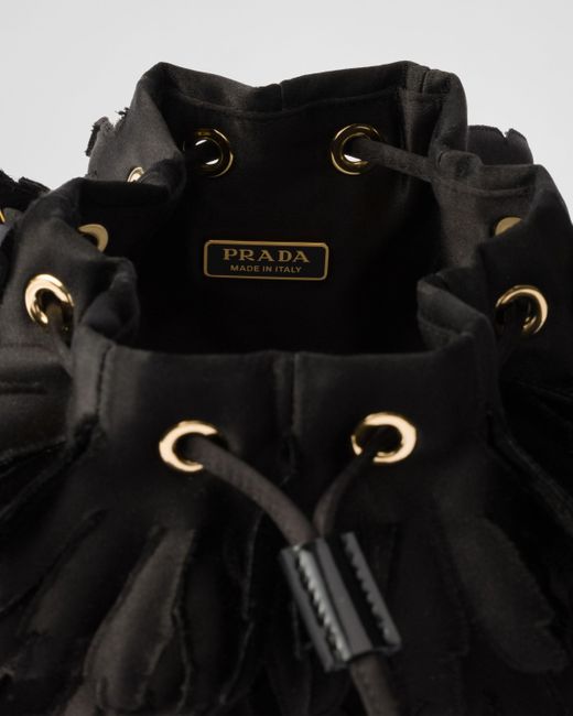 Prada Black Mini Satin And Patent Leather Bag