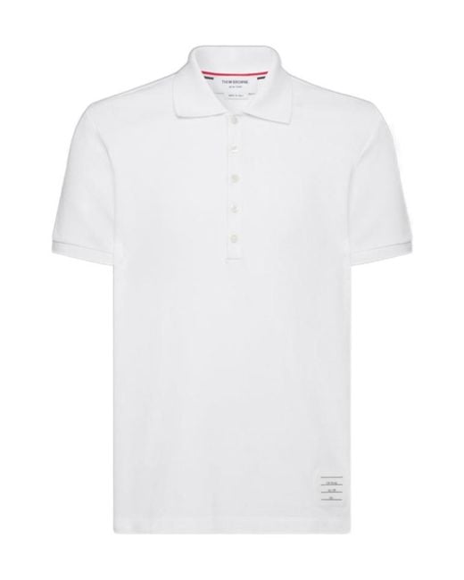 Thom Browne White Bar Short-Sleeved Polo Shirt for men